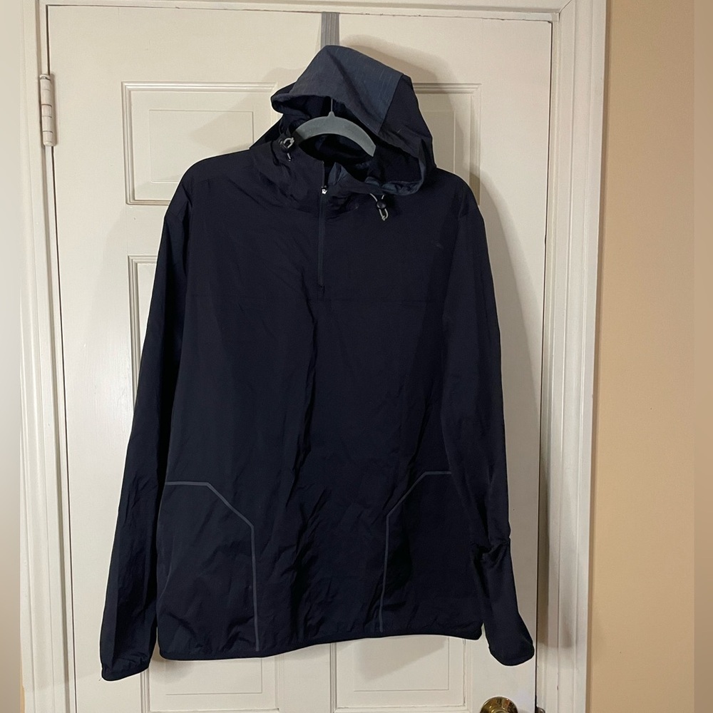 VRST Men's Activewear 1/4 Zip Anorak Windbreaker Jacket Pure Black Medium
